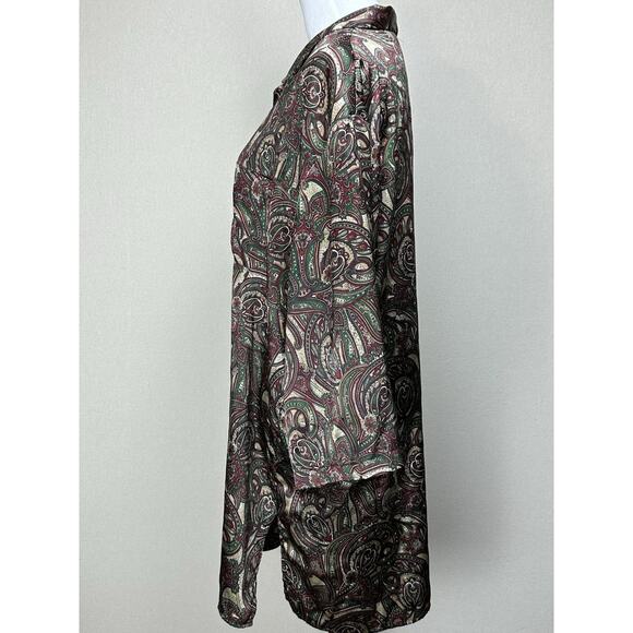 VTG Y2K Victoria's Secret Paisley Button Up Sleep Shirt Night Gown Large - Picture 9 of 15